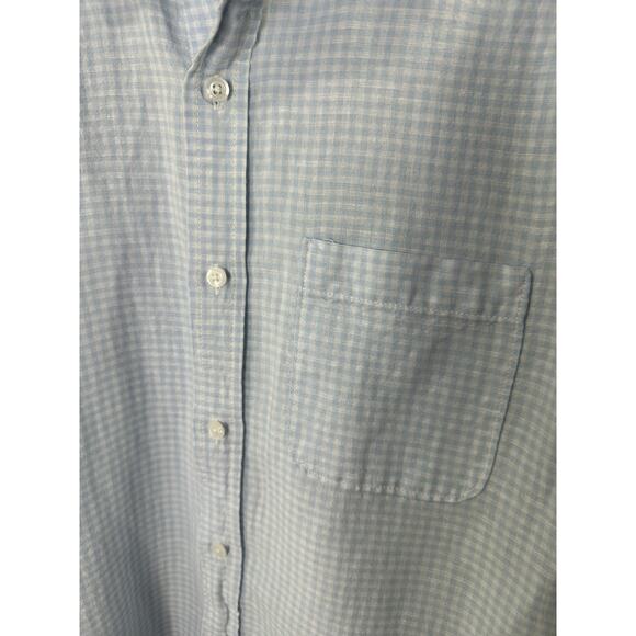 Mens Blue White Gingham Button Down Shirt Size Medium Basic Everyday Casual Top - Picture 3 of 4